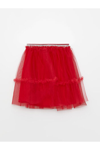 LC Waikiki Red Elastic Waist Tulle Girl's Skirt