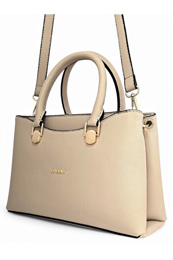 Evident Beige Women's Handbag with Pocket Detail and Shoulder Strap