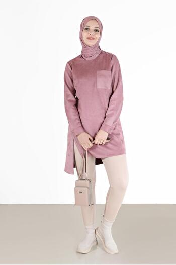 Alvina ASYMMETRIC CUT SUEDE TUNIC WITH BUTTON DETAIL 42430