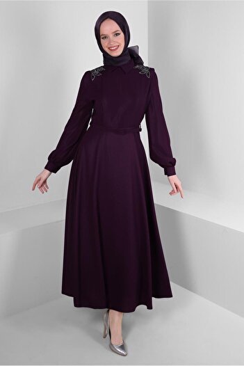 Alvina VATKALI STONE EMBROIDERY DETAILED BELT DRESS 43718