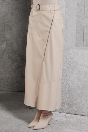Alvina Belted Sunny Leather Skirt 60638