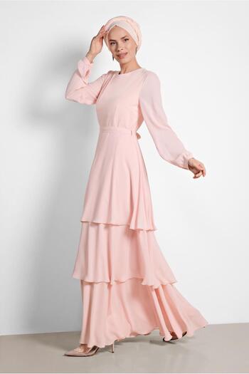 Alvina Attachment Fluffy Waist Lace-Up Dress 4926