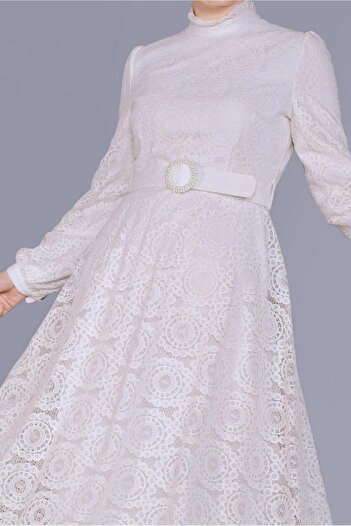 Alvina DANTELLİ  YUVARLAK YAKA ELBİSE 41662