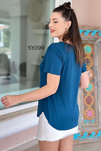 İnce Topuk V-Neck Bamboo Basic Tshirt 5Y099