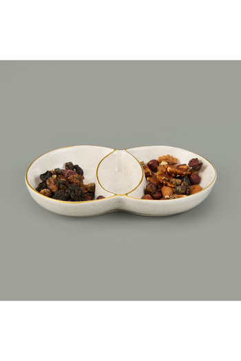 Cosiness 3 Compartment Sauce Bowl Snack Bowl - Cream - 13X21 cm