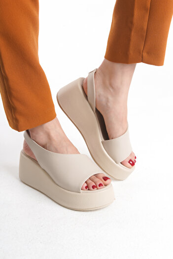 Limeo High Wedge Sole Closed Side Single Stripe Summer Women's Sandals Shoes