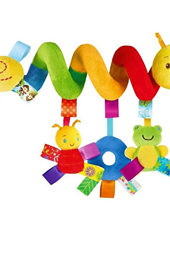 Buldug Beşik Puset Peluş Spiral Eğitici Çıngıraklı Oyuncak Bebek Arabası Asılan Yıkanabilen Oyuncağı 20 Cm