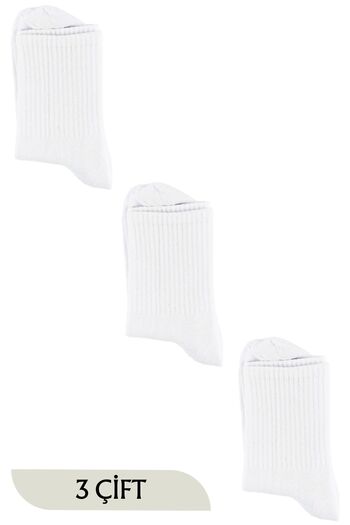 KARDEŞLER ÇORAP Unisex White Tennis Socks College 3 Pack