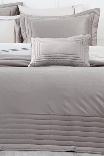 Ecocotton Feza Double Bed Cover Set 50% Cotton 50% Polyester Light Gray 240X260 Cm