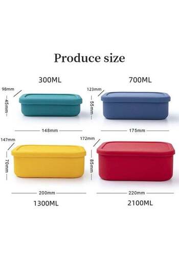 COOYA Silicone Baby Food Storage Box, Leak Resistant Airtight Lids,  Non-BPA  Lunch Boxes (Four Color Set)