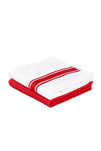 Ecocotton Elvin 2-Piece Drying Towels 100% Organic Cotton Special Woven Red-cream 40x60 Cm