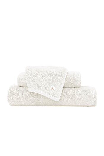 Ecocotton Pure Cotton 3-Piece Towel Set 100% Organic Cotton Butterfly Border Embroidered Cream USA
