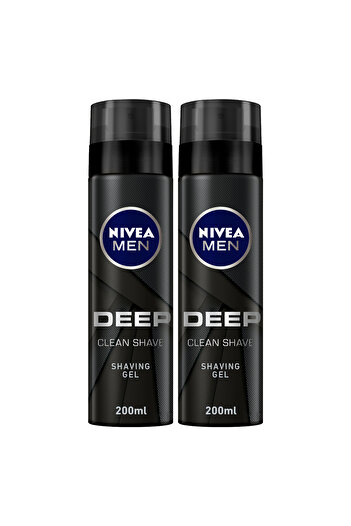 NIVEA MEN DEEP Smooth Shave Shaving Foam, Antibacterial Black Carbon, 200m, Pack of 2l