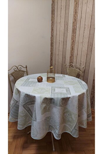 gonk Round, Country Patterned, Duck (Liquid Pusher, Stain Proof) Fabric, Tablecloth