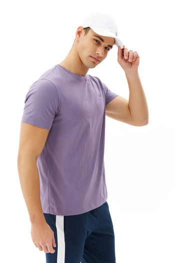 bilcee Men's Purple Crew Neck 100% Cotton Basic Casual and Sports T-Shirt 8766