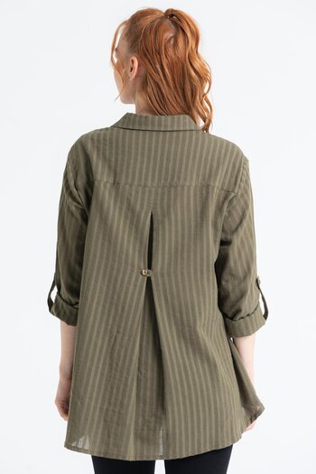 Eliş Şile Bezi Long Sleeve Sile Cloth Peyker Summer Shirt Khaki Hk