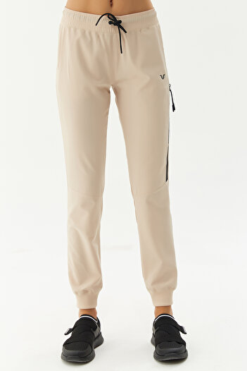 bilcee Cream Pocket Ribbed Leg Sports Sweatpants - Lycra, Thin Bi-stretch 3527