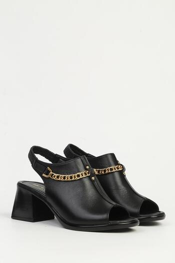 Pierre Cardin Black Leather Women's Heeled Shoes Pc-54632