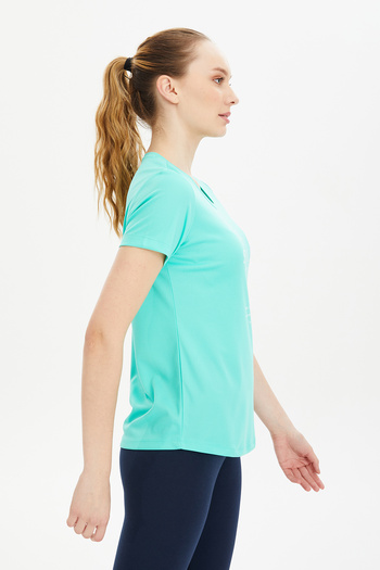 bilcee Women's Turquoise Quick Dry Lightweight Training Printed T-Shirt 0812