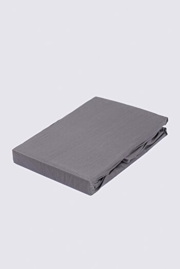 Ecocotton Double Elastic Sheet 100% Organic Cotton Satin Anthracite 160x200 Cm