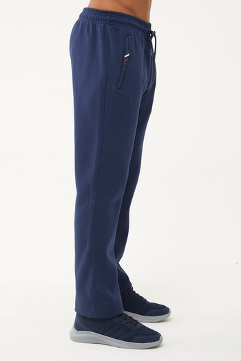 bilcee Men's Navy Blue Winter Straight Leg Fleece-Lined Sweatpants 0707