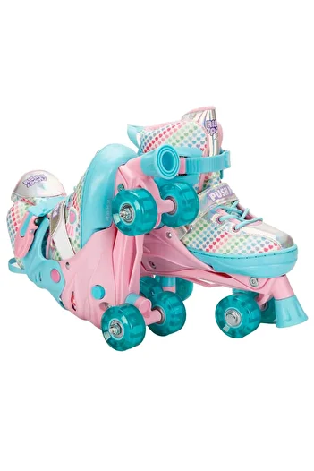 Feyza Oyuncak Lighted Double Row 4-Wheel Girls' Quad Practice Skates (Size 34-37)