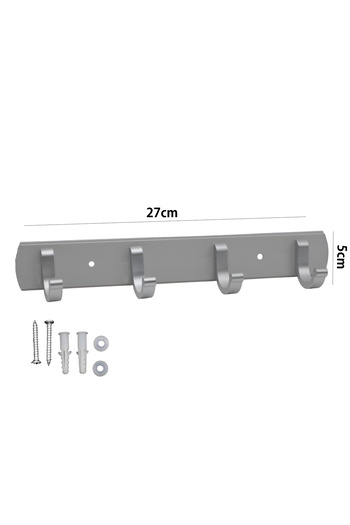 Generic Aluminum wall clothes hanger with screws for hanging 4 hooks
