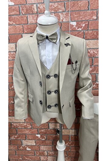 HAYTA Children's Suit with Vest and Shirt Set 1 year - 14 years Silver Cream
