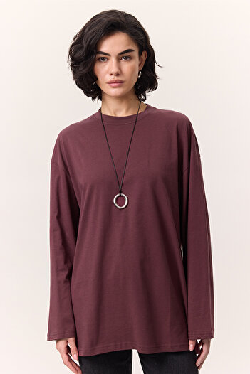 Manuka Tričko Oversize s širokým rukávem - Claret Red