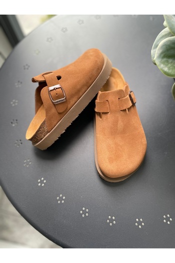 Land of Cork Anatomical Women's Cork Sole Suede Leather Indoor Slippers