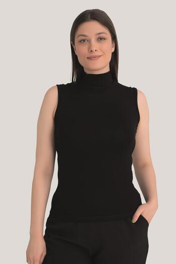 Arma Yıldız Women's Black Turtleneck 2-Piece Sleeveless Body