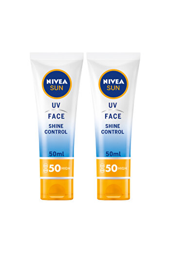 NIVEA SUN UV Face Shine Control Face Cream, SPF 50, Tube 50ml, Pack of 2