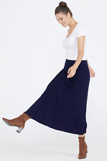 Sementa Women's Knitwear Skirt - Navy Blue