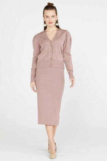 Sementa Women's Slit Knitwear Skirt - Powder