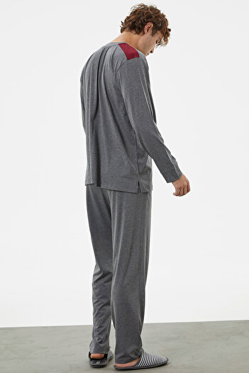 Sementa Hakim Collar Pocket Pajama Set - Anthracite