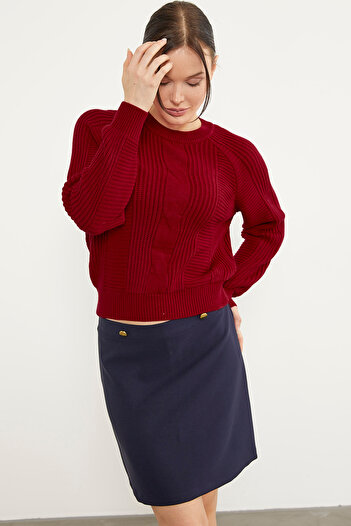 Sementa Knitwear Sweater with Hair Knit Detail - Red