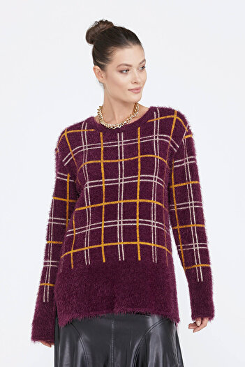 Sementa Women's Patterned Sweater - Claret Red