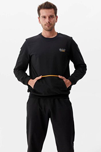 Sementa Black Kangaroo Pocket Tracksuit Set