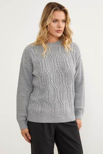 Sementa Oversize Embossed Patterned Sweater - Gray