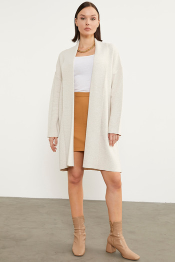 Sementa Plus Size Knitted Cardigan - Abspore Yellow