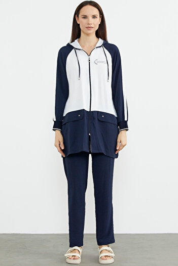 Sementa Zippered Tunic Crepe Set - Navy Blue