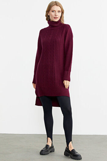 Sementa Full Turtleneck Knitwear Tunic - Claret Red