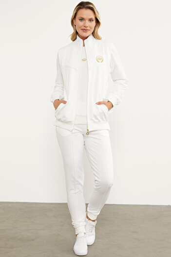 Sementa Quilted Detailed Vest Triple Tracksuit Set - Ecru