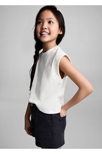 MANGO Kids Embroidered Detailed T-Shirt