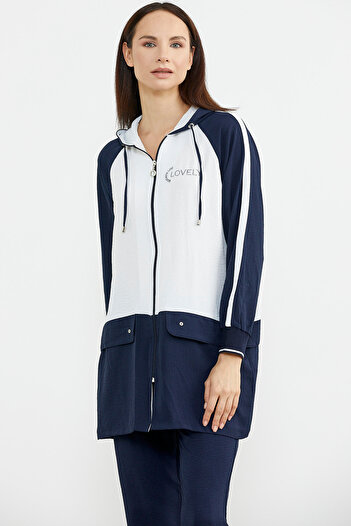 Sementa Zippered Tunic Crepe Set - Navy Blue