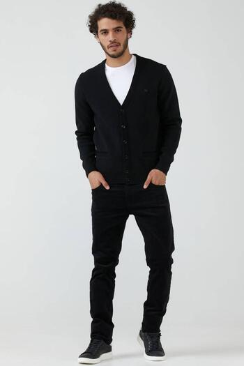 Sementa Men's Knitwear Cardigan with Pockets - Black
