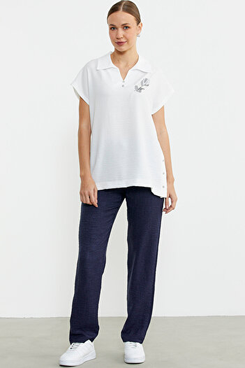 Sementa Polo Collar Linen Image Suit - Navy Blue