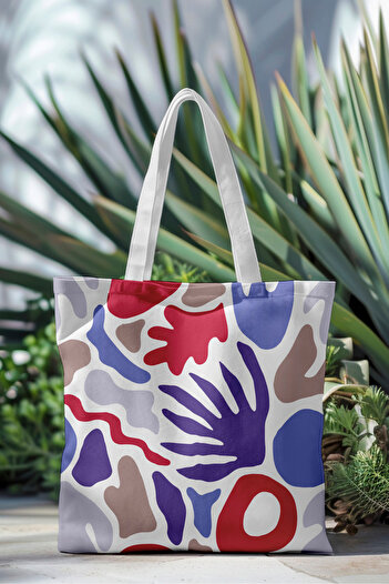AYSHOME Ays Home Basic Patterned Printed Zippered Cloth Beach Shopping Bag