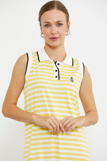 Sementa Polo Neck Marine Striped Dress - Yellow