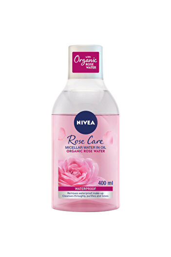 NIVEA Rose Care Water Micellar Face Makeup Remover, Organic Rose, All Skin Types, 400ml